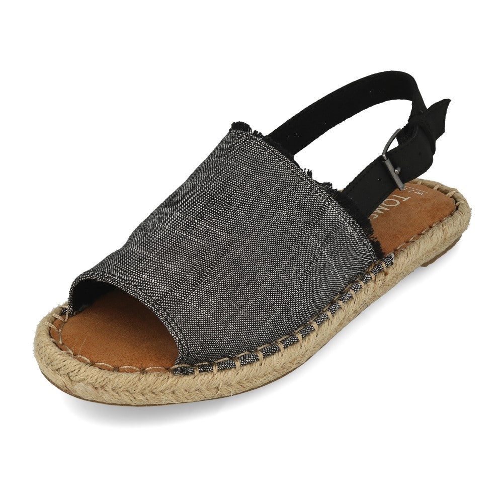 TOMS Clara Black Textured Chambray Leather