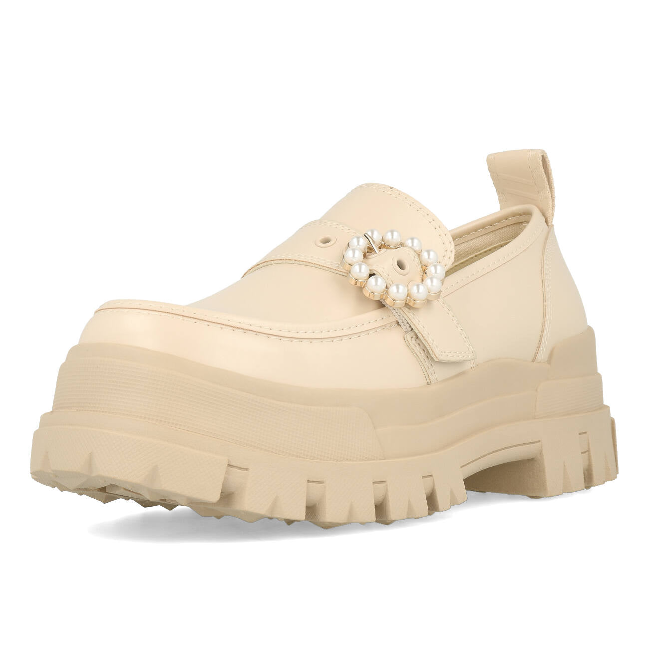 Buffalo Aspha Loafer Buckle Shoe Flat Damen Vegan Box Nappa Beige