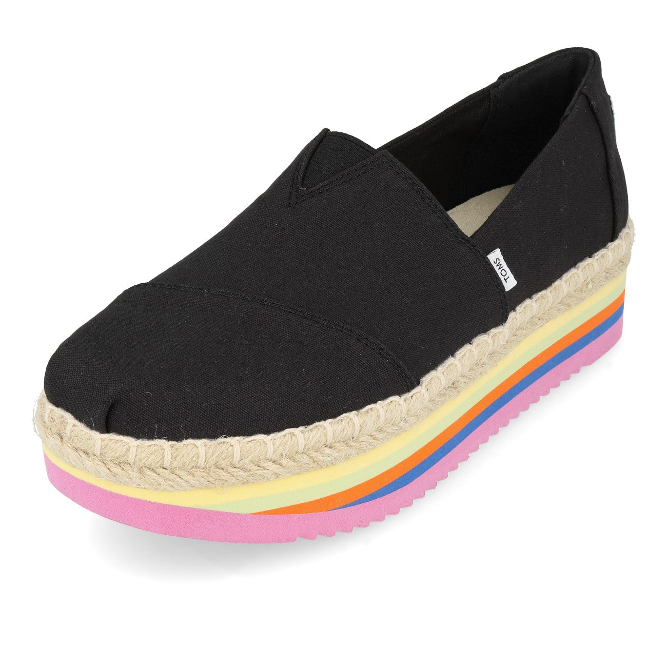 Toms Womens Alpargata Platform Rope High Damen Black Canvas Rainbow