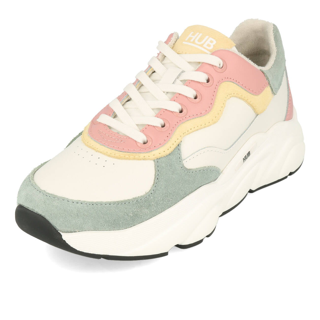 HUB Rock L68 Leather Suede Damen Off White Mineral Pink Off White Black