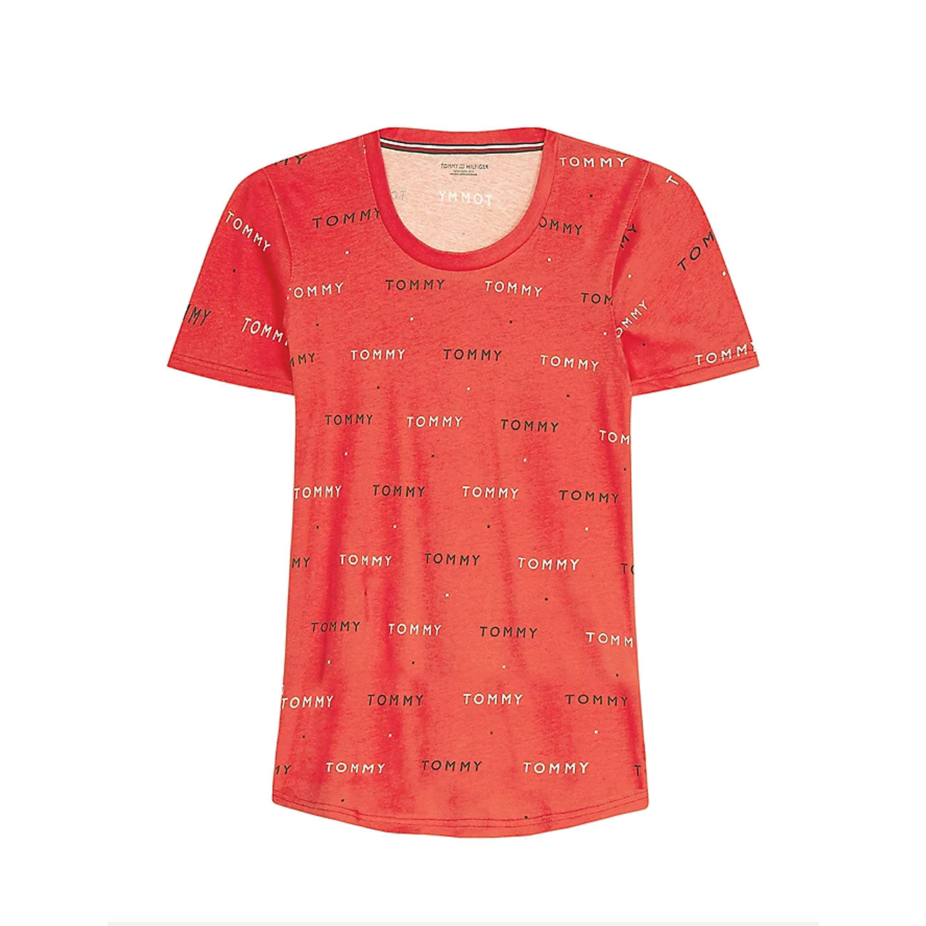 Tommy Hilfiger Logo Print T-Shirt Damen Tommy Word AOP Primary Red