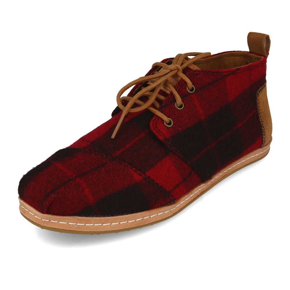 TOMS Wmns Bota Red Plaid Felt On Leather