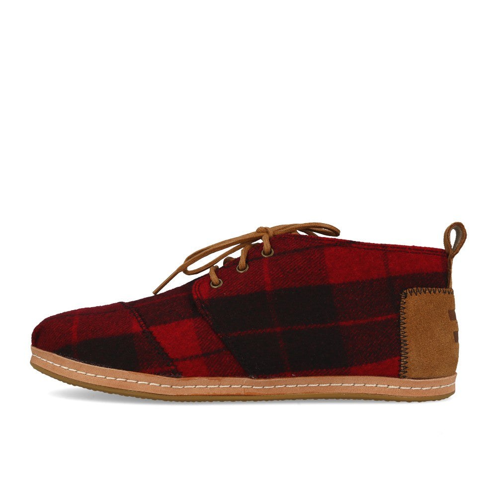 TOMS Wmns Bota Red Plaid Felt On Leather