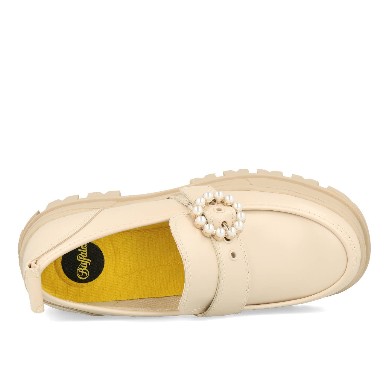 Buffalo Aspha Loafer Buckle Shoe Flat Damen Vegan Box Nappa Beige