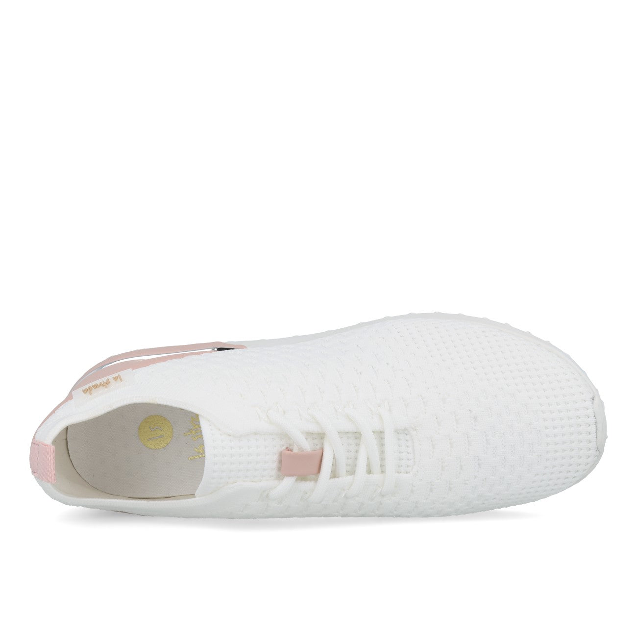 La Strada 2101381 Sneaker Damen White Knitted Pink Heelcap