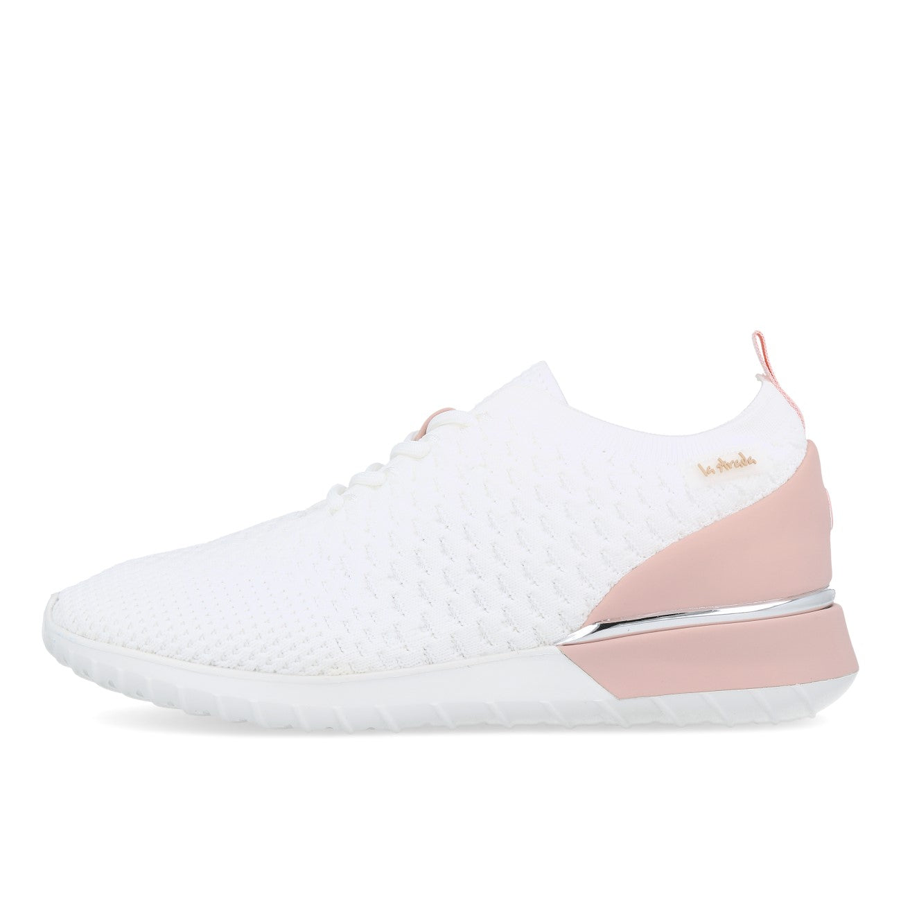 La Strada 2101381 Sneaker Damen White Knitted Pink Heelcap